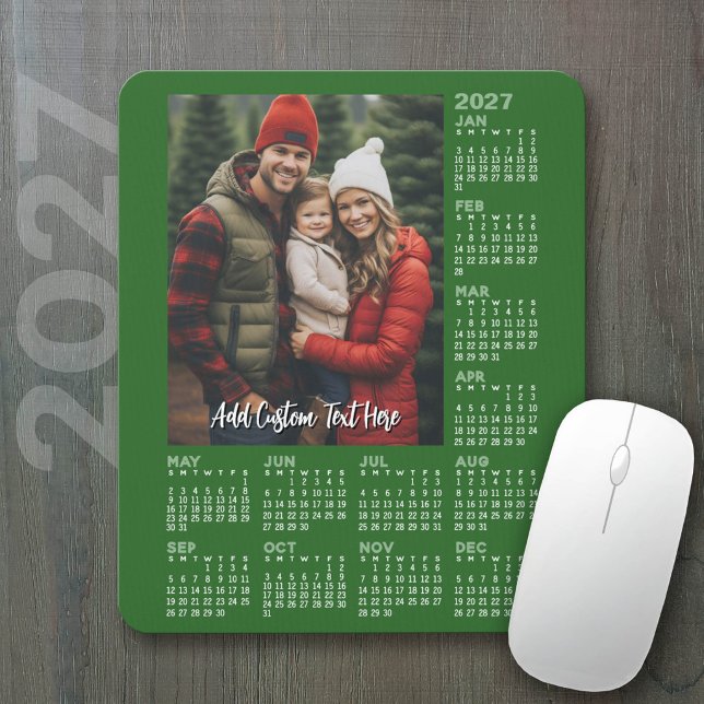 2027 Calendar with Photo - Modern Mouse Pad (2027 Calendar on a mousepad - add your photos)