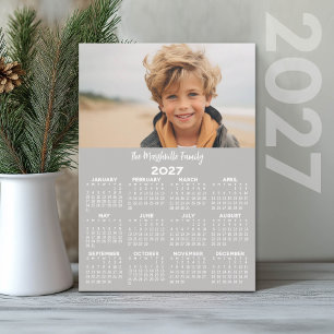 2027 Calendar with Photo - Year View Minimal Holiday Card