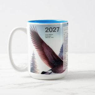 2027 Canadian Geese Wildlife Nature Calendar Two-Tone Coffee Mug