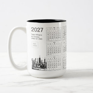 2027 Chicago Skyline Business Logo Minimalist Two-Tone Coffee Mug