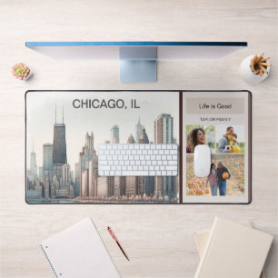 2027 Chicago Skyline Photo Collage Decor Desk Mat