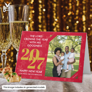 2027 Christian Family Photo Happy New Year  Card