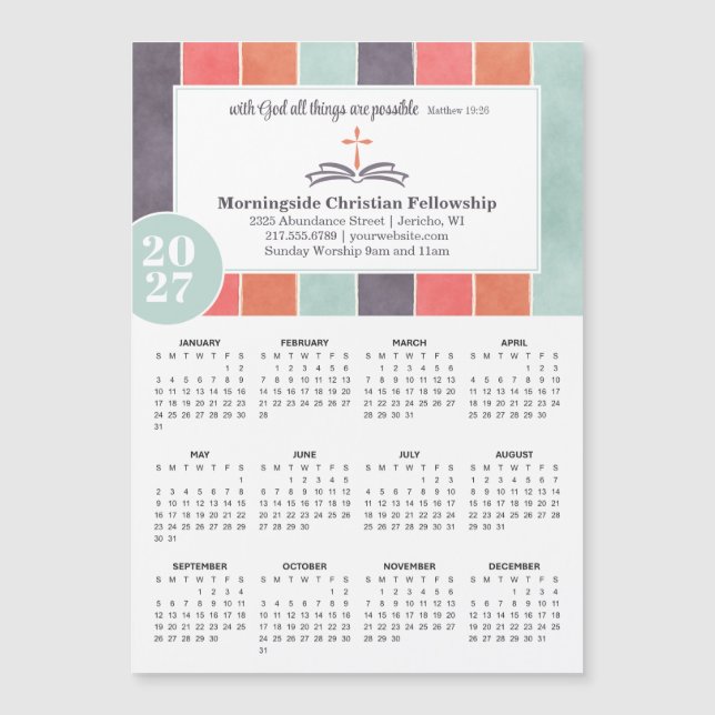 2027 Church Promo Multicolor Stripes Calendar (Front)
