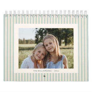 2027 Custom Family Photos Coastal Stripe Calendar