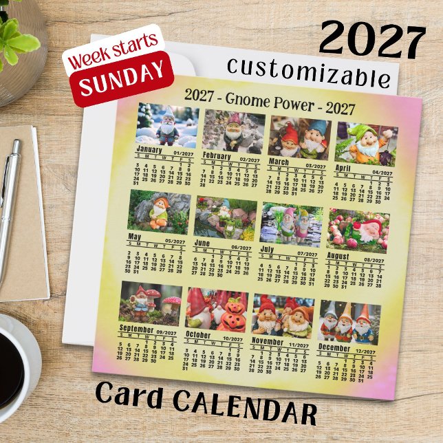 2027 Custom Photo Gnome Calendar Sunday start (Creator Uploaded)
