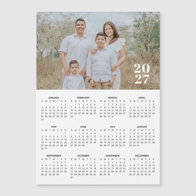 2027 Custom Photo Magnetic Calendar (Front)