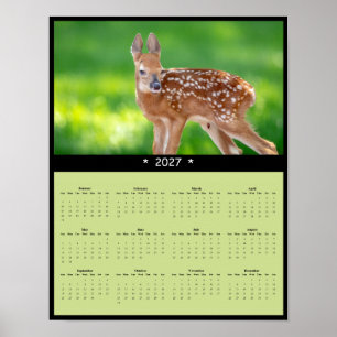 2027 Deer Fawn Wall Calendar - Woodland Baby Poster