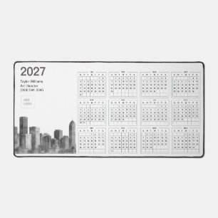 2027 Denver Skyline Business Logo Minimalist Desk Mat