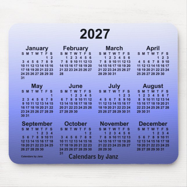 2027 Faded Indigo Calendar by Janz Mouse Pad (Front)