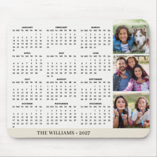 2027 Family Photo Collage Mouse Pad Calendar