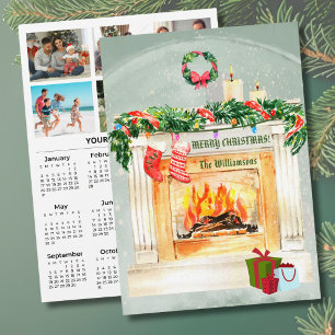 2027 Festive 6 Photo Personalised 2027 Calendar  Holiday Card