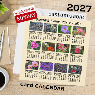 2027 Flower Photo Calendar Sunday Week Flat Card