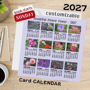 2027 Flower Photo Calendar Sunday Week Flat Card