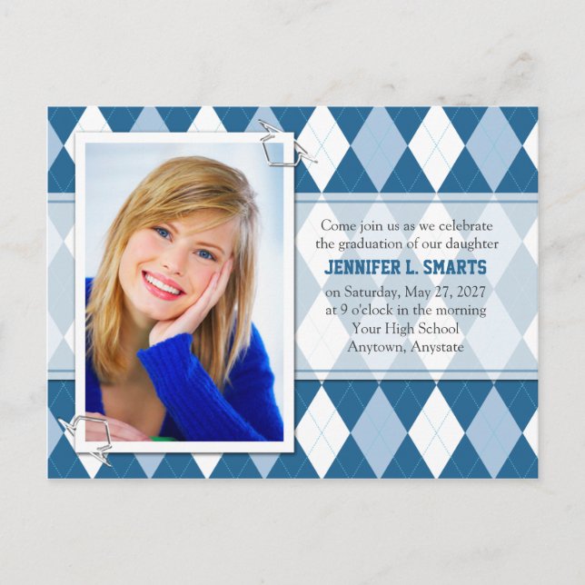 2027 Graduation Photo Announcements Argyle Pattern (Front)