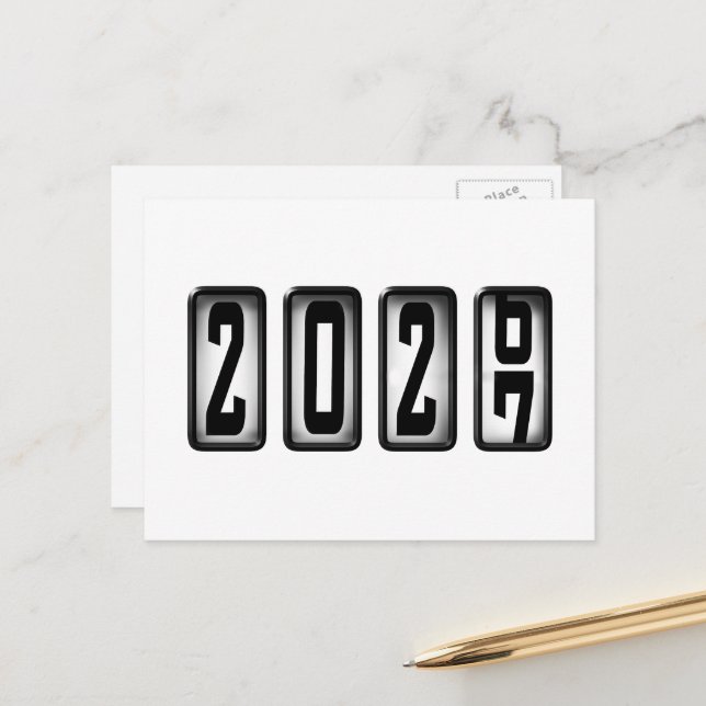 2027 Happy New Year Odometer Postcard (Front/Back In Situ)