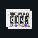 2027 Happy New Year Odometer Postcard<br><div class="desc">* Send a quick New Years Hello to family and friends. This postcard is just the right size for short 'New Years Wishes. * Use for party invitations or for New Years Party Thank You Notes, too! * To the back of postcard, add a photo or have your personal message...</div>