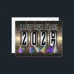 2027 Happy New Year Odometer Postcard<br><div class="desc">* Send a quick New Years Hello to family and friends. * Celebrate with party streamers and confetti on gold and black background. * This postcard is just the right size for short 'New Years Wishes. * Use for party invitations or for New Years Party Thank You Notes, too! *...</div>