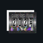 2027 Happy New Year Odometer Postcard<br><div class="desc">* Send a quick New Years Hello to family and friends. * Celebrate with party streamers and confetti on silver and black background. * This postcard is just the right size for short 'New Years Wishes. * Use for party invitations or for New Years Party Thank You Notes, too! *...</div>