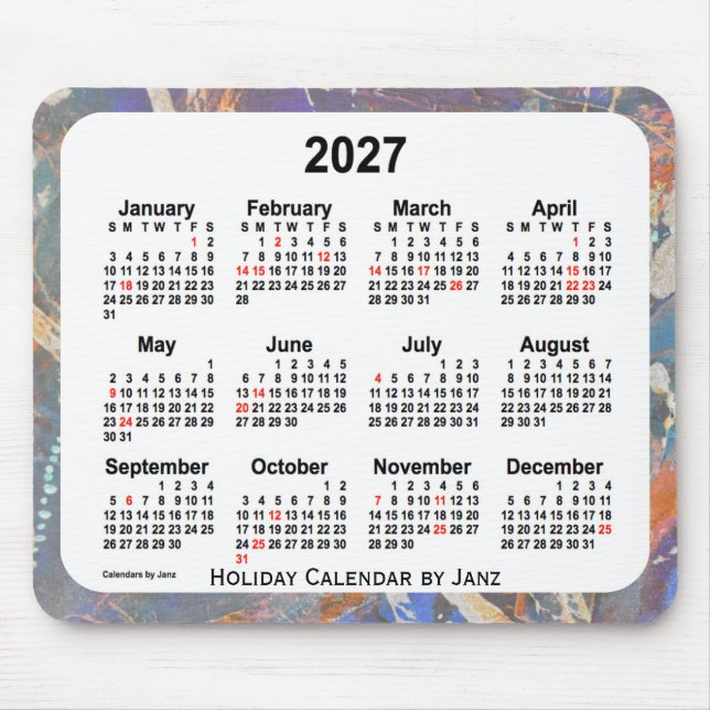 2027 Holiday Art Calendar by Janz Mouse Pad (Front)