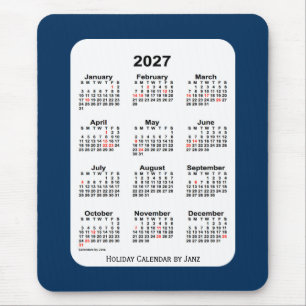 2027 Holiday Police Box Blue Calendar by Janz Mouse Pad