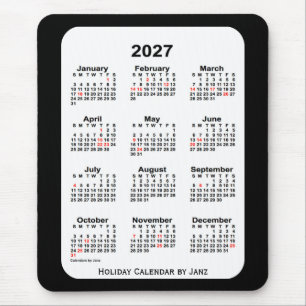 2027 Holiday Two Tone Black Calendar by Janz Mouse Pad