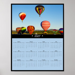 2027 Hot Air Balloon Wall Calendar - Scenic Flight Poster