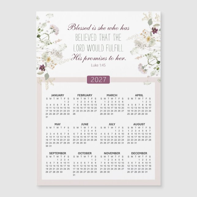 2027 Luke 1:45 Blessed is She Calendar Magnet (Front)