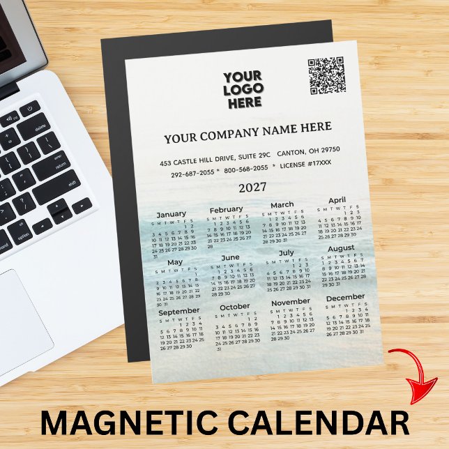 2027 Magnet Calendar Business Name Logo QR Code (Creator Uploaded)