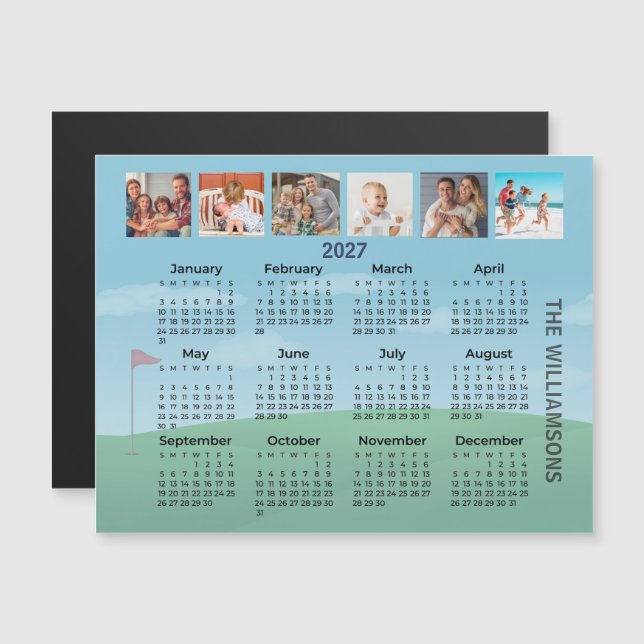 2027 Magnet Photo Calendar Golf Theme (Front/Back)