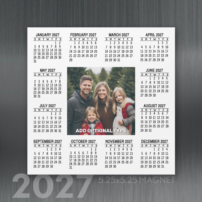 2027 Magnetic Calendar Square with Photo (2027 calendar magnet)
