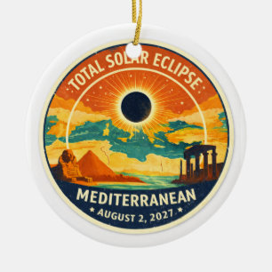 2027 Mediterranean Solar Eclipse Ceramic Tree Decoration