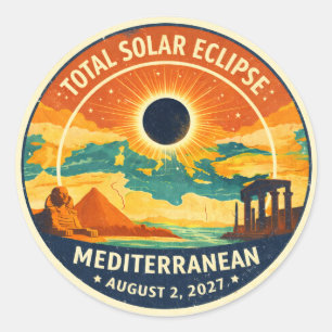 2027 Mediterranean Solar Eclipse Classic Round Sticker