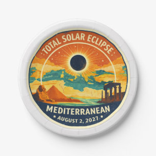 2027 Mediterranean Solar Eclipse Paper Plate