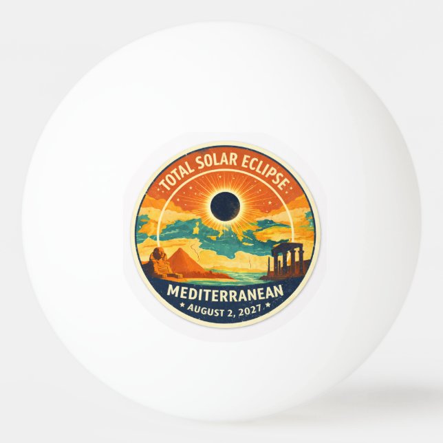 2027 Mediterranean Solar Eclipse Ping Pong Ball (Front)