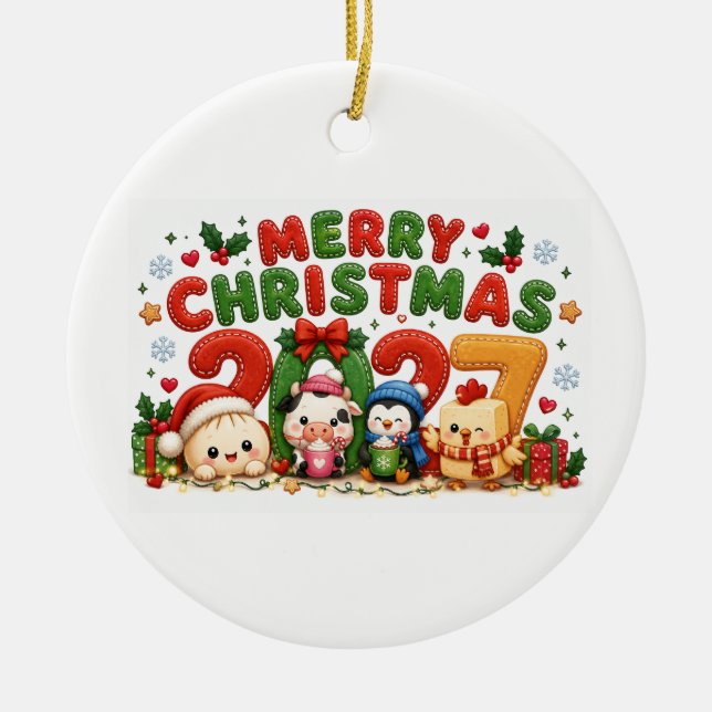 2027 Merry Christmas Ceramic Tree Decoration (Front)