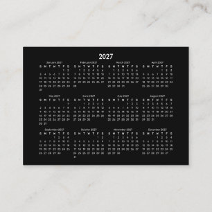 2027 Mini POCKET Calendar SUNDAY Start BLACK Business Card