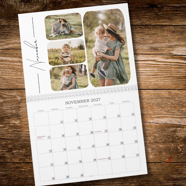 2027 Minimal Modern Custom Photo Collage  Calendar (Creator Uploaded)