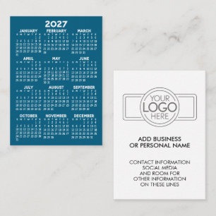 2027 Minimalist Simple Mini Calendar with Logo Business Card