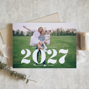 2027 Modern Bold Typography Horizontal New Year Holiday Card