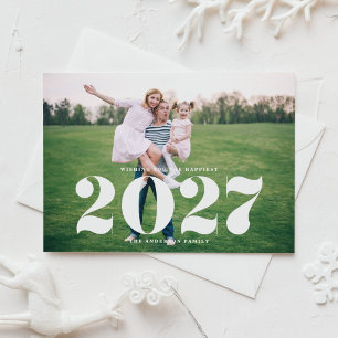 2027 Modern Bold Typography Horizontal New Year Holiday Card