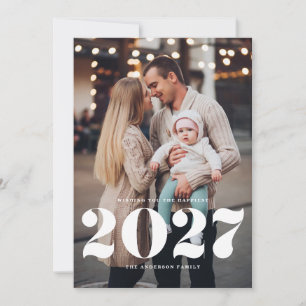 2027 Modern Bold Typography Vertical New Year Holiday Card