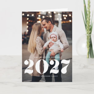 2027 Modern Bold Typography Vertical New Year Holiday Card