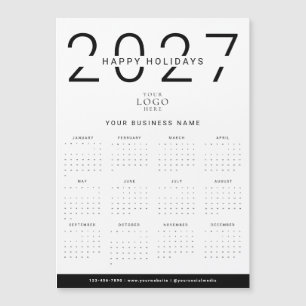 2027 Modern Calendar Business Logo Holiday Magnet