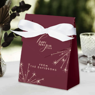 2027 Modern Maroon Typography New Year Party Favour Box