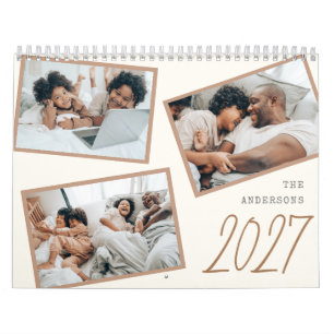 2027 Modern Minimalist Boho Family Photo Collage  Calendar