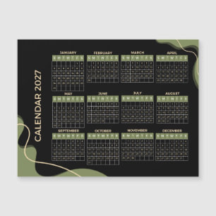 2027 Modern Olive Green Black Year-at-a-Glance 