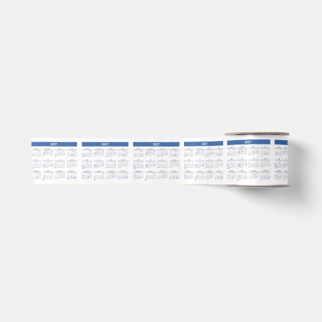 2027 Monthly Calendar Pattern Satin Ribbon (Front)