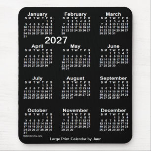 2027 Neon White Large Print Calendar by Janz Mouse Pad