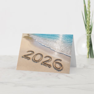 2027 New Year Tropical Island Beach Holiday Card