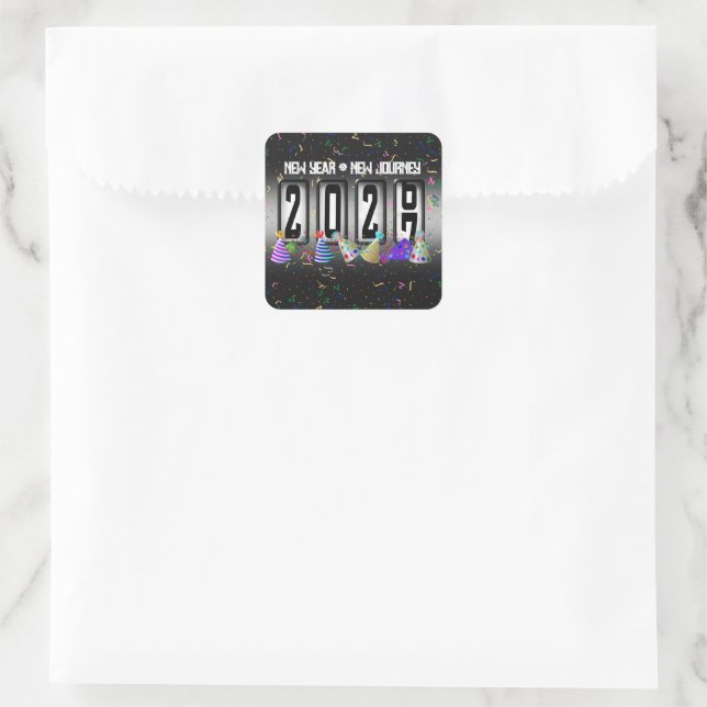2027 New Years Odometer Square Sticker (Bag)